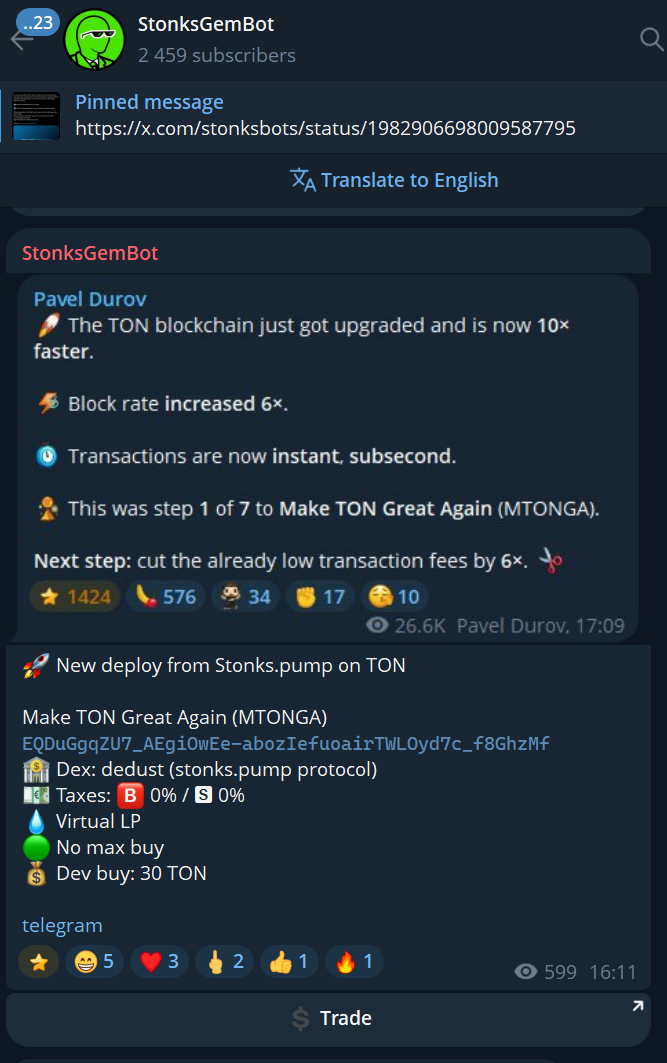 Stonks Gem Bot — curated early-gem alerts inside Telegram